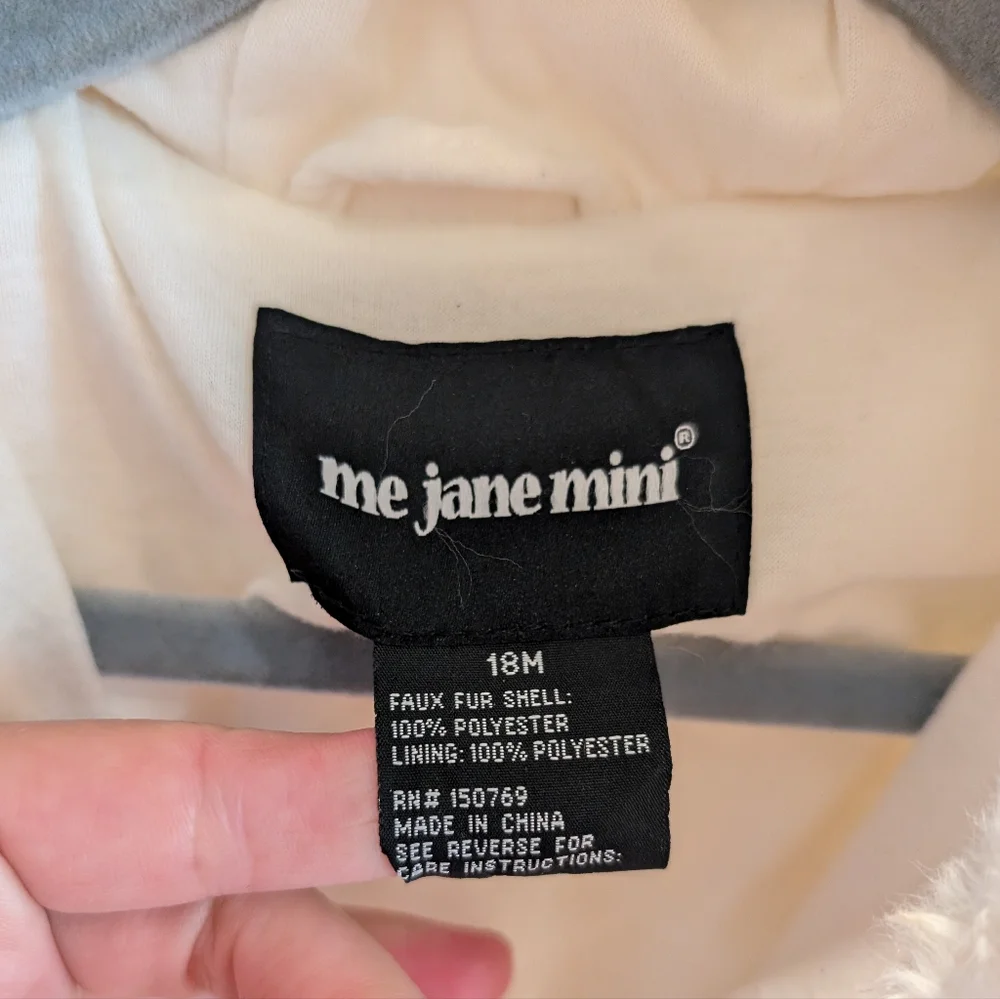 ME JANE MINI baby girl super fuzzy bear ears hooded plush cream jacket - Picture 2 of 11